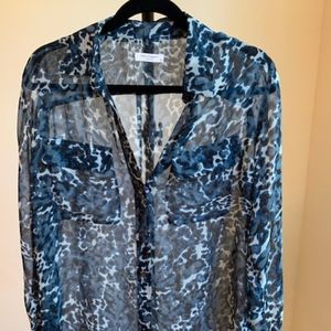 Silk Equipment Button Up Blouse with Collar